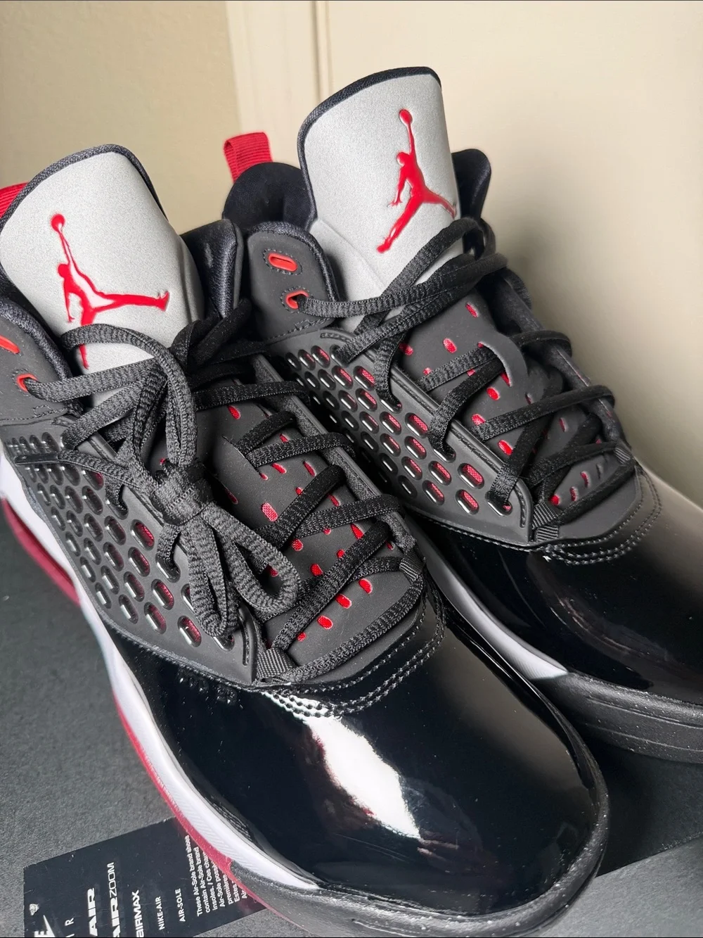 Jordan Kids Black, Red and White High-Top Sneakers